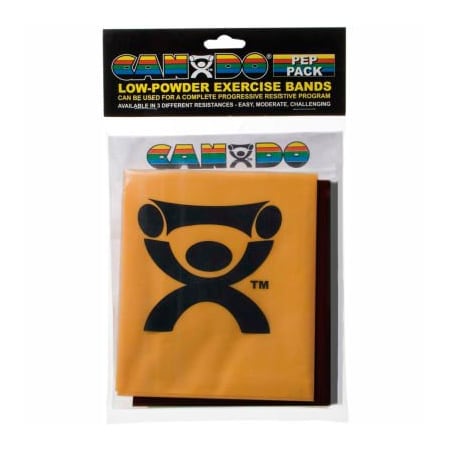 Fabrication Enterprises CanDo Low Powder Exercise Band PEP Pack, 4' Band, Difficult - Black, Silver, Gold 1236257
